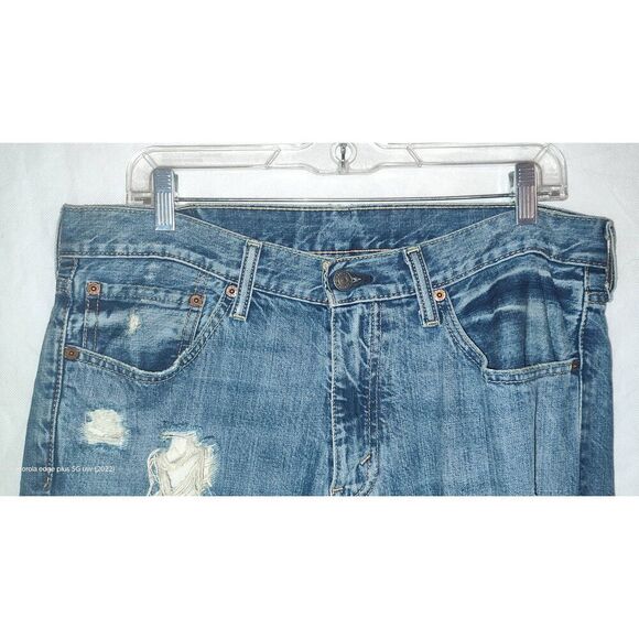 Levis 541 Mens Jeans 32x30 Taper Stretch Washed Light Blue Distressed Denim - Picture 2 of 6
